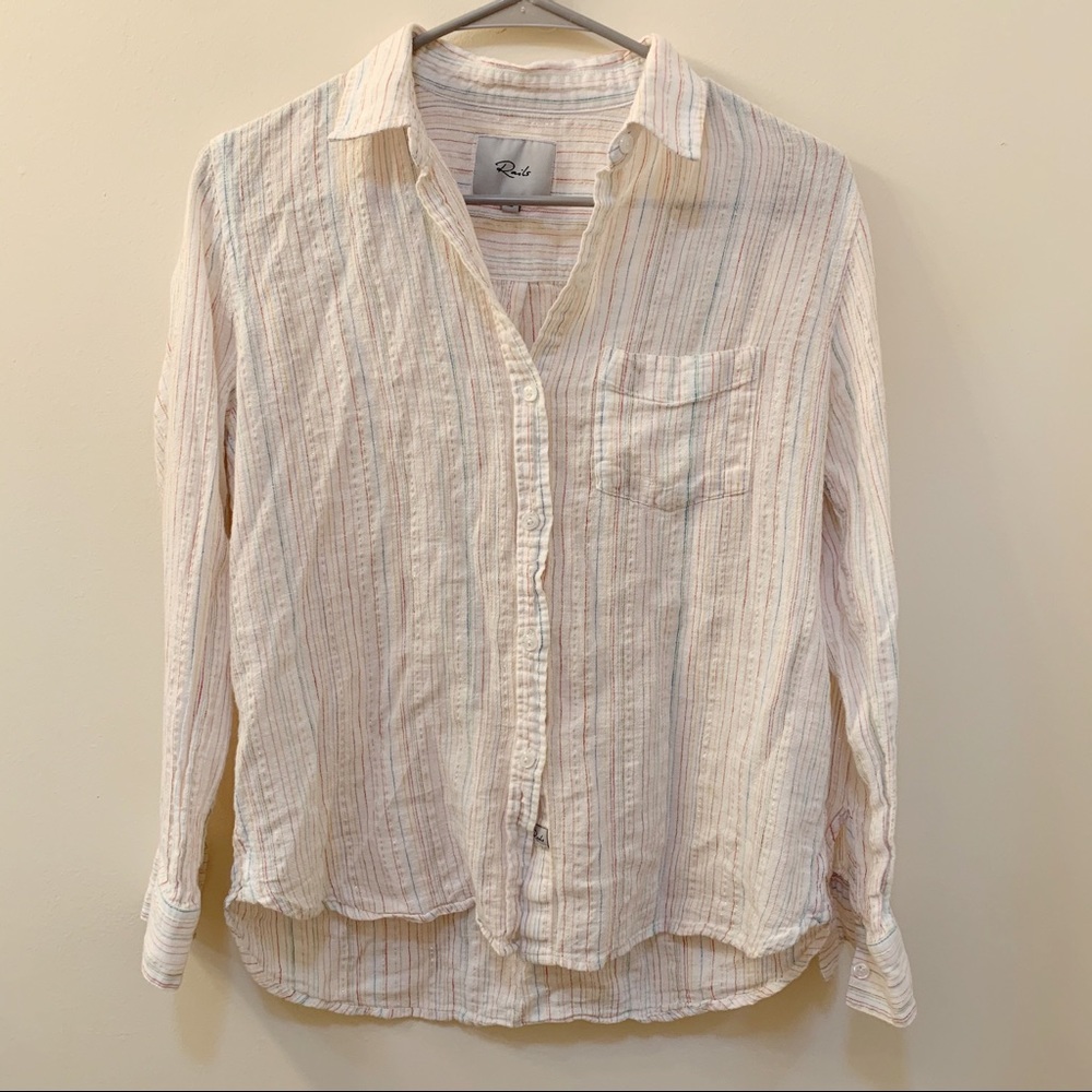 Rails | Rainbow Button Up Long Sleeve Top - image 1